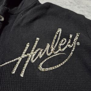 Harley Black Hoodie with Rhinestone Logo